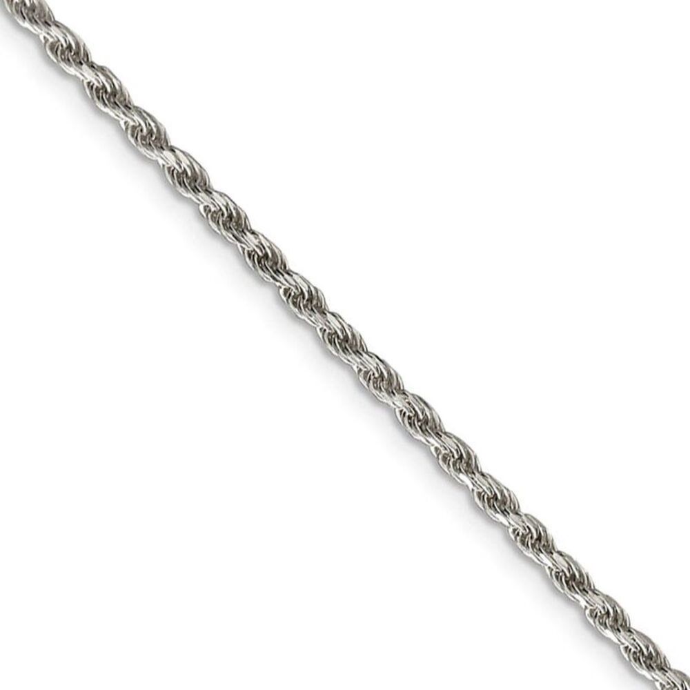 2.25mm Sterling Silver, Diamond Cut Solid Rope Chain Necklace, 18 Inch